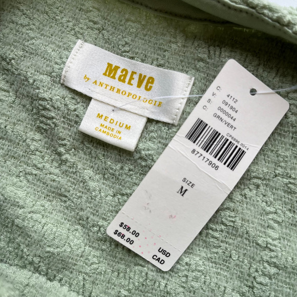 NWT Maeve Anthropologie Socialite Popcorn Tee Green Womens Medium Scoop Back - Picture 12 of 13